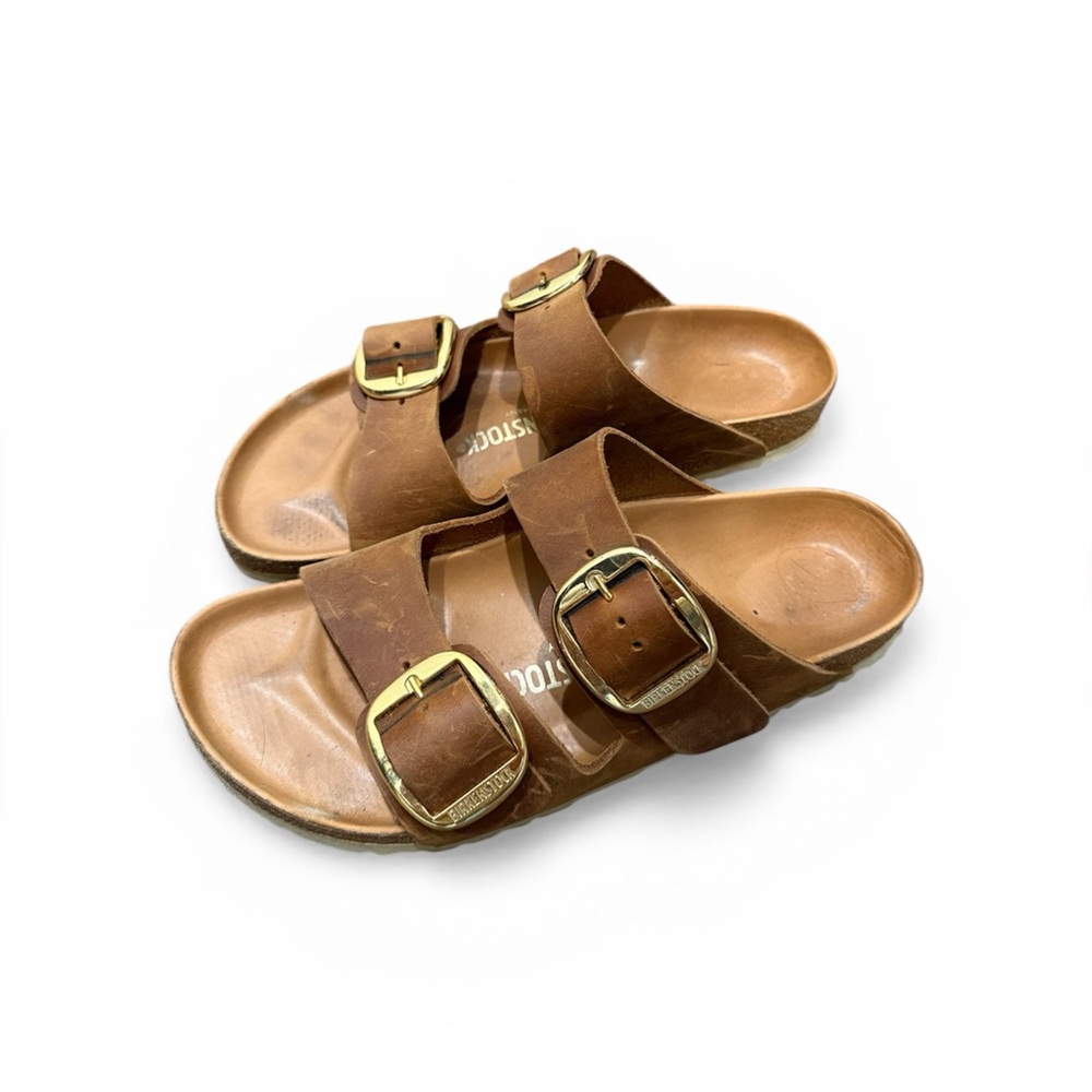 Birkenstock Brown Double-Buckle Slide Sandals